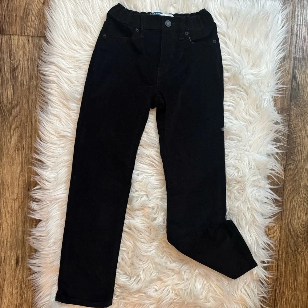 Old Navy‎ Girls Black Corduroy Pants Size 8 Pull On Slim Stretch